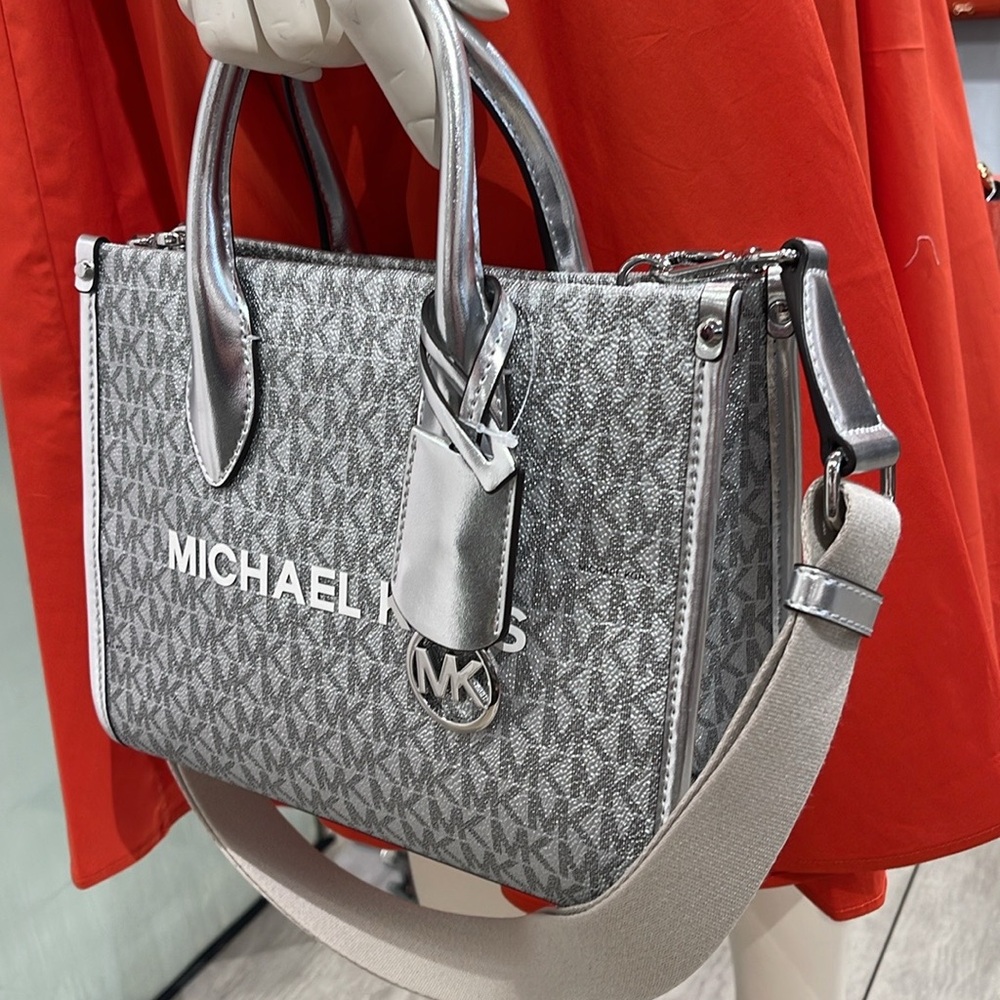 Michael Kors Mirella Small Metallic Signature Logo Crossbody Bag 
Silver 
NWT - Picture 13 of 16